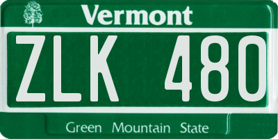 VT license plate ZLK480
