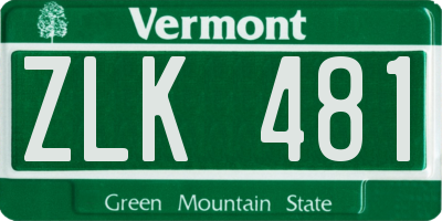 VT license plate ZLK481