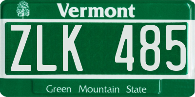VT license plate ZLK485