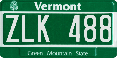 VT license plate ZLK488