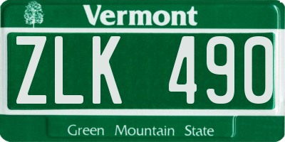 VT license plate ZLK490