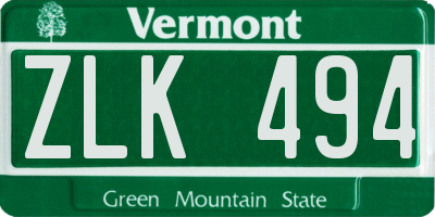 VT license plate ZLK494