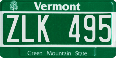 VT license plate ZLK495