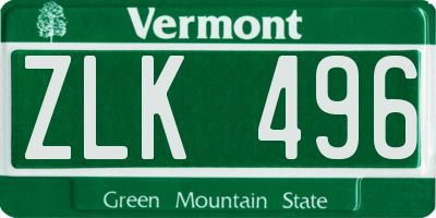 VT license plate ZLK496