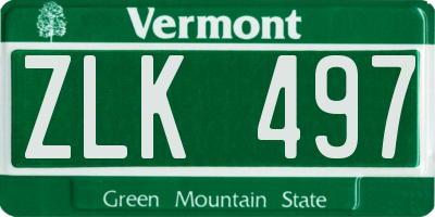 VT license plate ZLK497