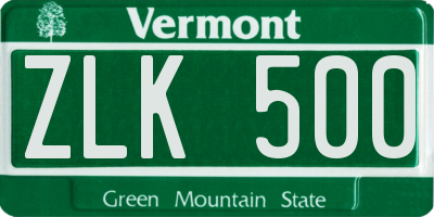 VT license plate ZLK500