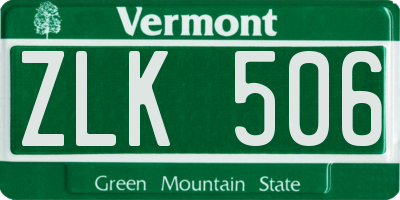VT license plate ZLK506