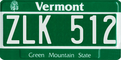 VT license plate ZLK512