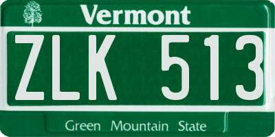 VT license plate ZLK513