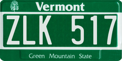 VT license plate ZLK517