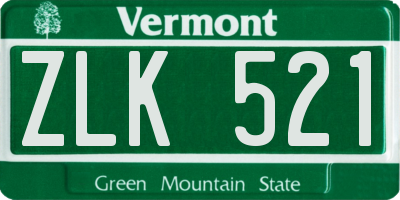 VT license plate ZLK521