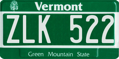 VT license plate ZLK522