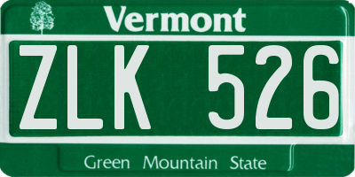 VT license plate ZLK526