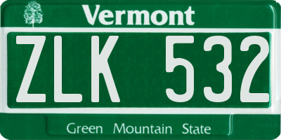 VT license plate ZLK532