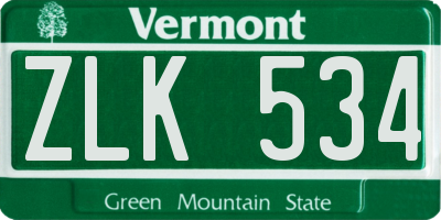 VT license plate ZLK534