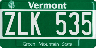 VT license plate ZLK535