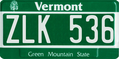 VT license plate ZLK536