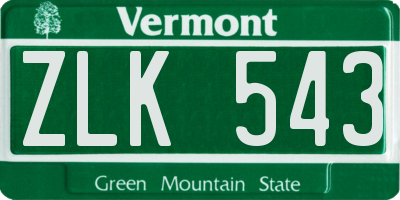VT license plate ZLK543