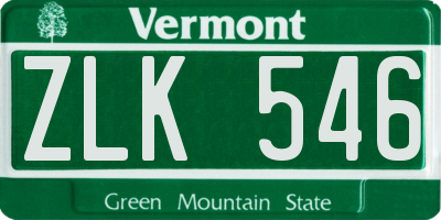 VT license plate ZLK546