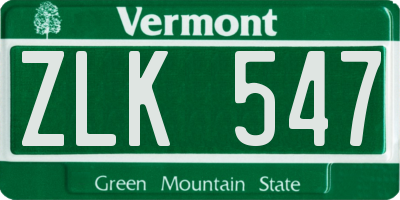 VT license plate ZLK547