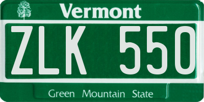 VT license plate ZLK550