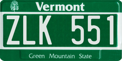 VT license plate ZLK551