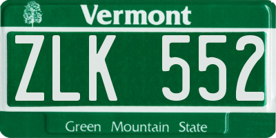 VT license plate ZLK552