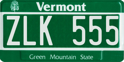 VT license plate ZLK555