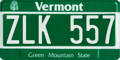 VT license plate ZLK557