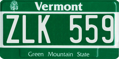 VT license plate ZLK559