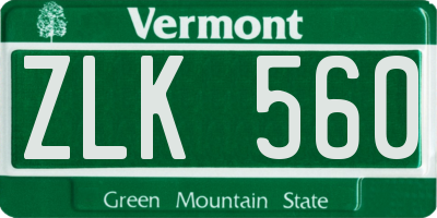 VT license plate ZLK560