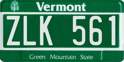 VT license plate ZLK561