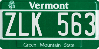 VT license plate ZLK563