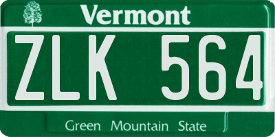 VT license plate ZLK564