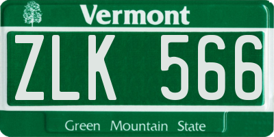 VT license plate ZLK566