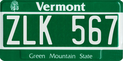 VT license plate ZLK567