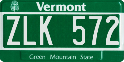 VT license plate ZLK572