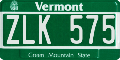 VT license plate ZLK575