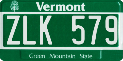 VT license plate ZLK579