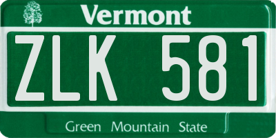 VT license plate ZLK581