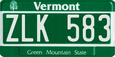 VT license plate ZLK583