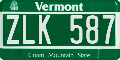 VT license plate ZLK587