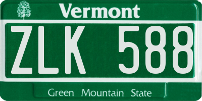 VT license plate ZLK588