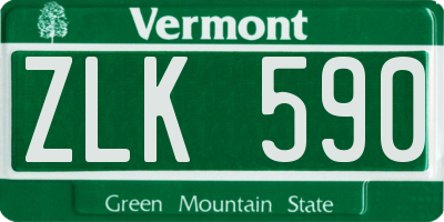 VT license plate ZLK590