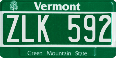 VT license plate ZLK592