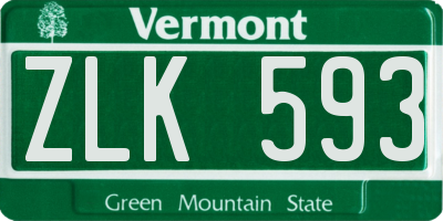 VT license plate ZLK593