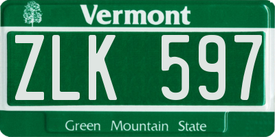 VT license plate ZLK597