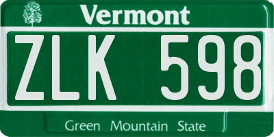 VT license plate ZLK598