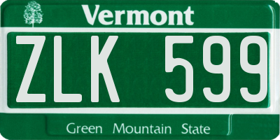 VT license plate ZLK599