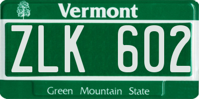 VT license plate ZLK602